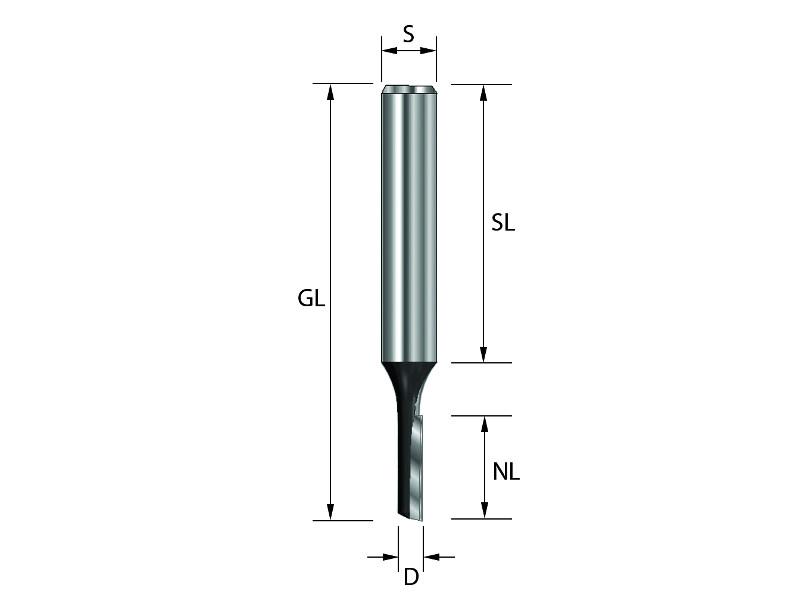 Nutfräser HM D2mm S8 Z1