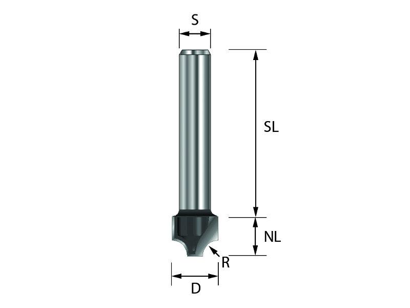 Viertelstabfräser HM R4mm S8