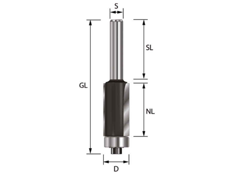 Bündigfräser HM D12,7x38,1x93mm Z2 S12