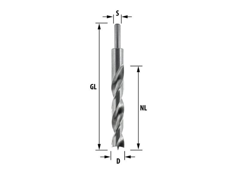 ENT HSS Holzbohrer lang Abmessungen ENT HSS Holzbohrer lang Abmessungen