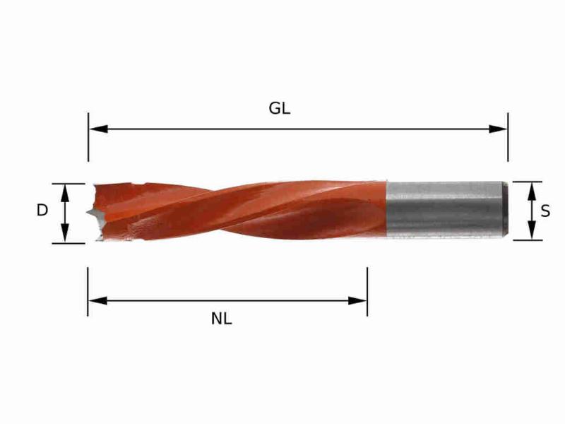 ENT HW-Dübellochbohrer 70,0mm lang, links, mit Rückenführung