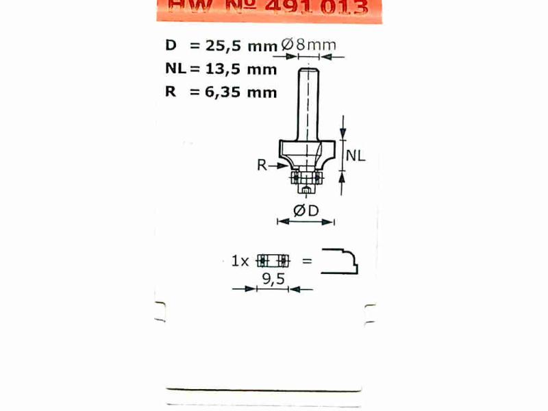 Festool Abrundfräser HW S8 D25.5/R6.35 KL 491013